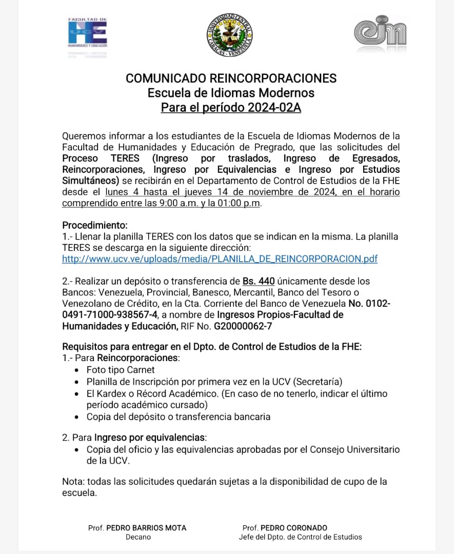 Escuela de Idiomas Modernos - UCV (@sirneim) on Twitter photo 