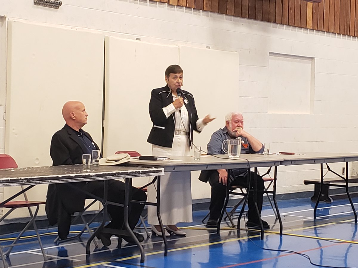 Part of last night's All Candidates Meeting at Britannia, with candidates for Vancouver Strathcona from the Green, NDP, and Communist parties.