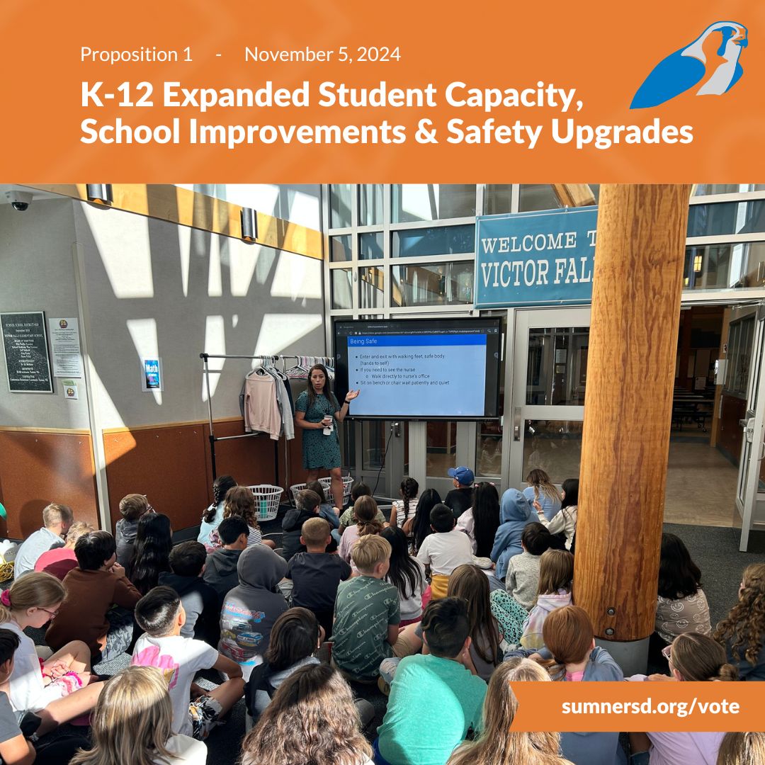 Victor Falls Elementary (@victorfallsele1) on Twitter photo Did you know VFE is at 111% capacity? As 1 of the fastest-growing areas in Pierce County, SBLD schools are overcrowded. This bond 11/5 ballot would fund construction to relieve overcrowding.
Learn more about Prop. 1 at sumnersd.org/vote.
<a href="/SumnerSchools/">Sumner-Bonney Lake School District</a> Did you know VFE is at 111% capacity? As 1 of the fastest-growing areas in Pierce County, SBLD schools are overcrowded. This bond 11/5 ballot would fund construction to relieve overcrowding.
Learn more about Prop. 1 at sumnersd.org/vote.
<a href="/SumnerSchools/">Sumner-Bonney Lake School District</a>