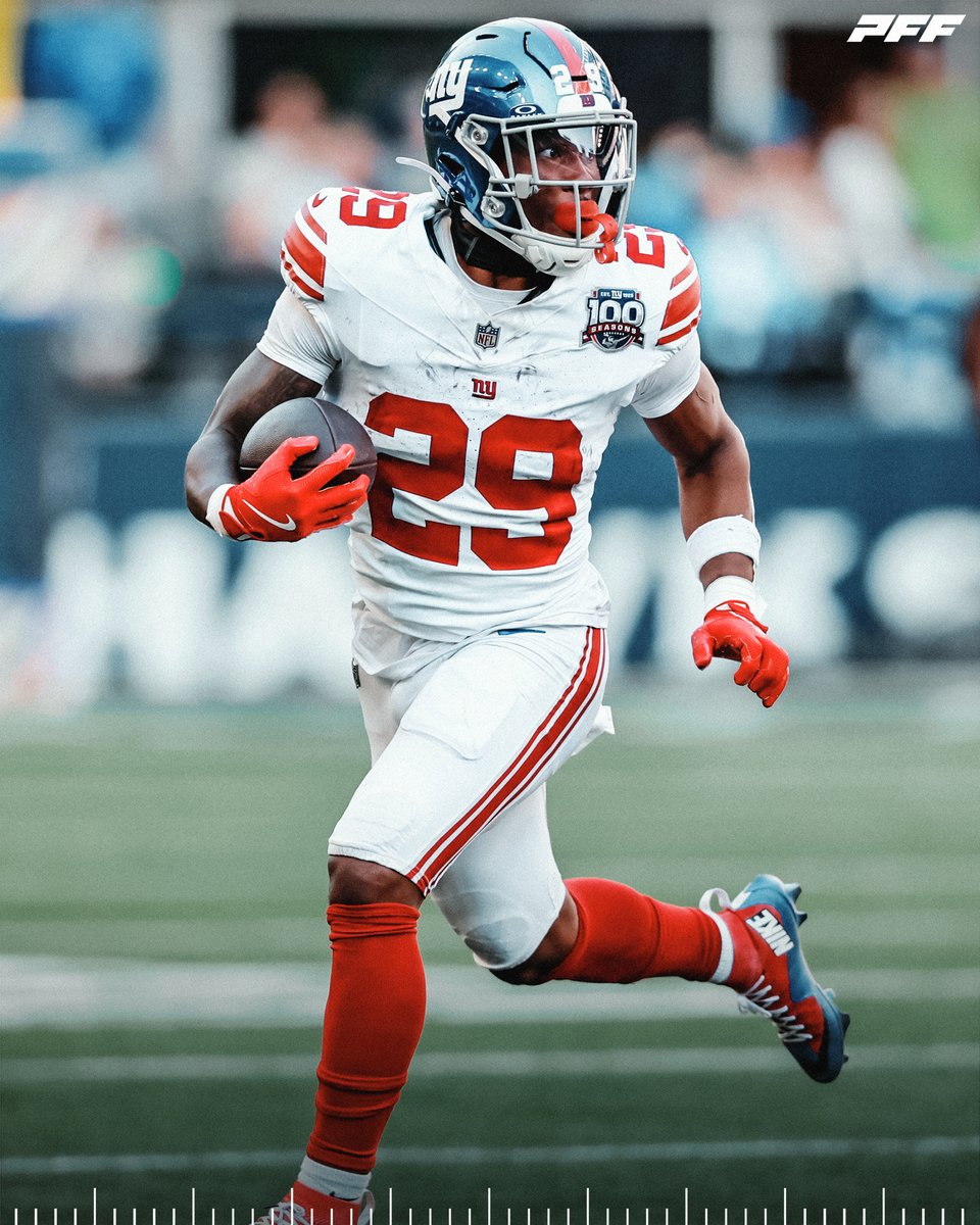 PFF_Betting's tweet photo. Tyrone Tracy in Week 5:

🗽 4 runs of 10+ yards (1st in the NFL) https://t.co/j2qZ1viNjc