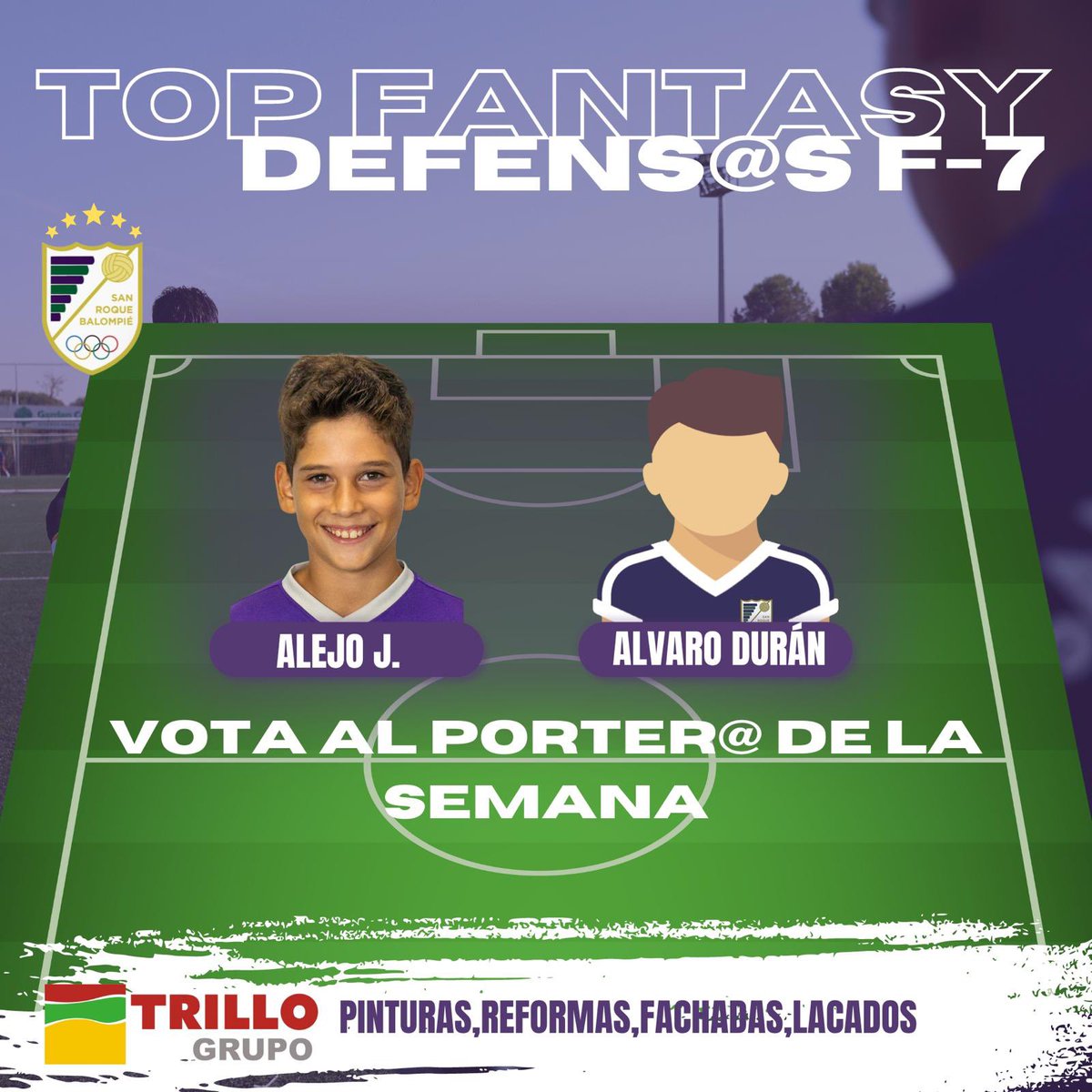 CanteraSRB's tweet photo. Nuestros jugador@s más votad@s del TOP FANTASY!!⭐️⭐️
Enhorabuena por todos esos votos!!
#canterasrb💚💜 
#trillogrupo 
#topfantasy 
#yoquieroyopuedoyoloconsigo💜💚 
#futbol 
#ligafantasy https://t.co/oKpDrd2CO5