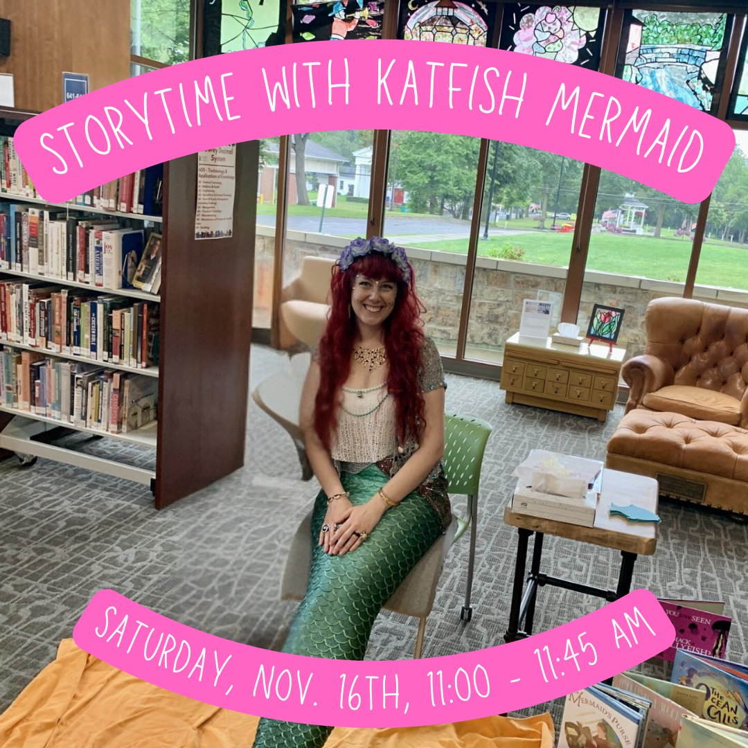 Join us for a special Story Time with KatFish Mermaid.  We'll share stories, partake in a simple craft, and enjoy a meet &amp; greet with Roc's Real Mermaid! 
Register: calendar.libraryweb.org/event/12464064 
#mpl #mendonpubliclibrary #hfl #honeoyefalls #mendonny #hflmendoncommunity #limany #rushny