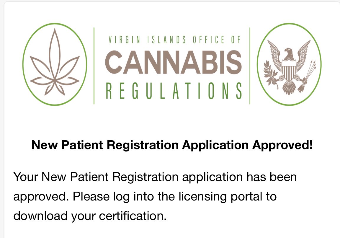 TheRemedyVI's tweet photo. The 3rd approval in the US Virgin Islands!

Practitioner certified through MMJ411. https://t.co/hJk1tgML0j