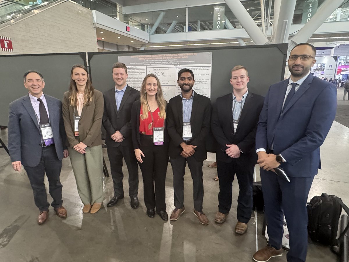 UTK_PCCM's tweet image. Top presentation by our 3rd-year fellow Dr Akesh Thomas at @accpchest #CHEST2024 on:
“OPTIMAL HEMODYNAMIC ASSESSMENT OF RIGHT ATRIAL PRESSURE AND CORRELATION WITH CARDIAC AND STROKE VOLUME INDEX”
Project in collaboration with residents J Woodall and E Hamric
Solid work!