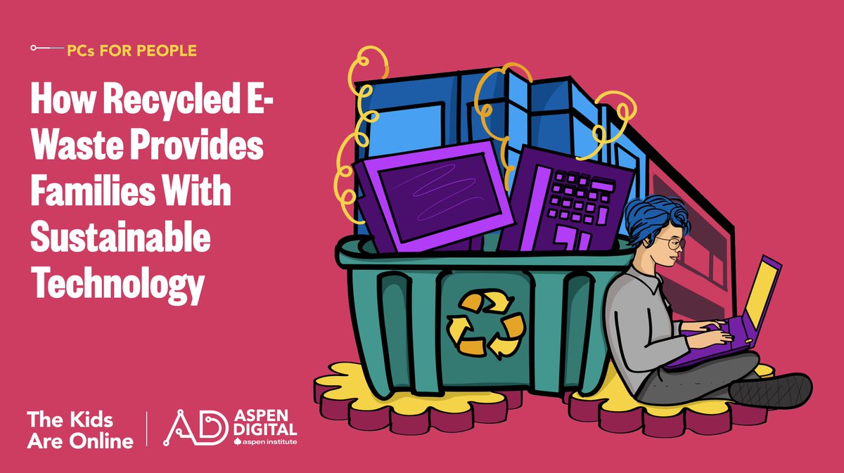 AspenDigital's tweet image. For #DIW2024, we&apos;re telling stories of tech access and equity. Today&apos;s inspiration is @PCsforPeople. They&apos;re tackling #HardwareAccess for 100s of 1000s of people and diverting 10s of millions of tons of #eWaste in the process. Get inspired by their story: ow.ly/xJqP50TExyU