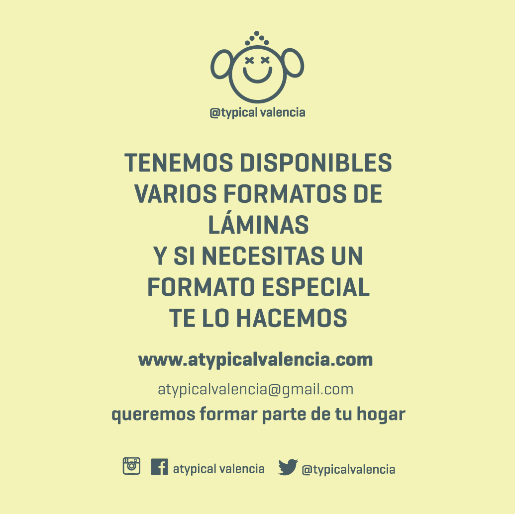Ya sabes en qué te vas a gastar tu bono comercio?
En atypical realizamos láminas en gran formato, para ese lugar especial de la casa o de tu oficina...Puedes preguntarnos en cualquiera de nuestras tiendas o por correo electrónico 
atypicalvalencia@gmail.com