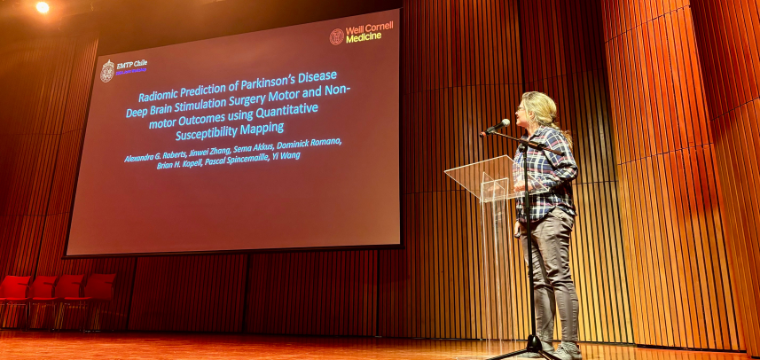 🧠 Ali Roberts (<a href="/AlexandraGRob/">Alexandra G. Roberts</a>) recently attended the Electro-Magnetic Tissue Properties (EMTP) Conference in Santiago, Chile, and gave a talk, "Radiomic Prediction of #Parkinson's Disease Deep #Brain Stimulation Surgery Motor and Nonmotor Outcomes using QSM."