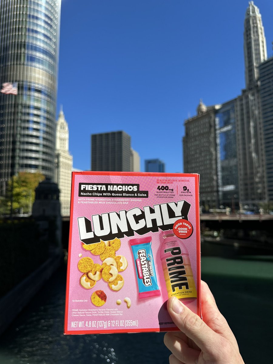 Travel to Chicago for business, and you know what my kid asked for ? A <a href="/Lunchly/">LUNCHLY</a> 😂…. So naturally I got him one  
<a href="/Feastables/">Feastables</a> <a href="/PrimeHydrate/">DrinkPrime</a>