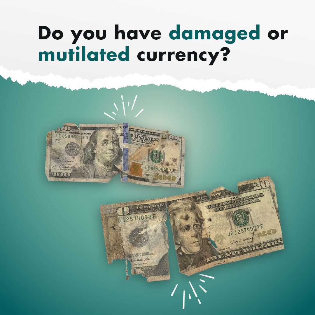 federalreserve's tweet image. #FedFAQ: What should I do if I have damaged or mutilated currency?

Consumers should not send any currency directly to the Federal Reserve.

Learn more: federalreserve.gov/faqs/what-shou…