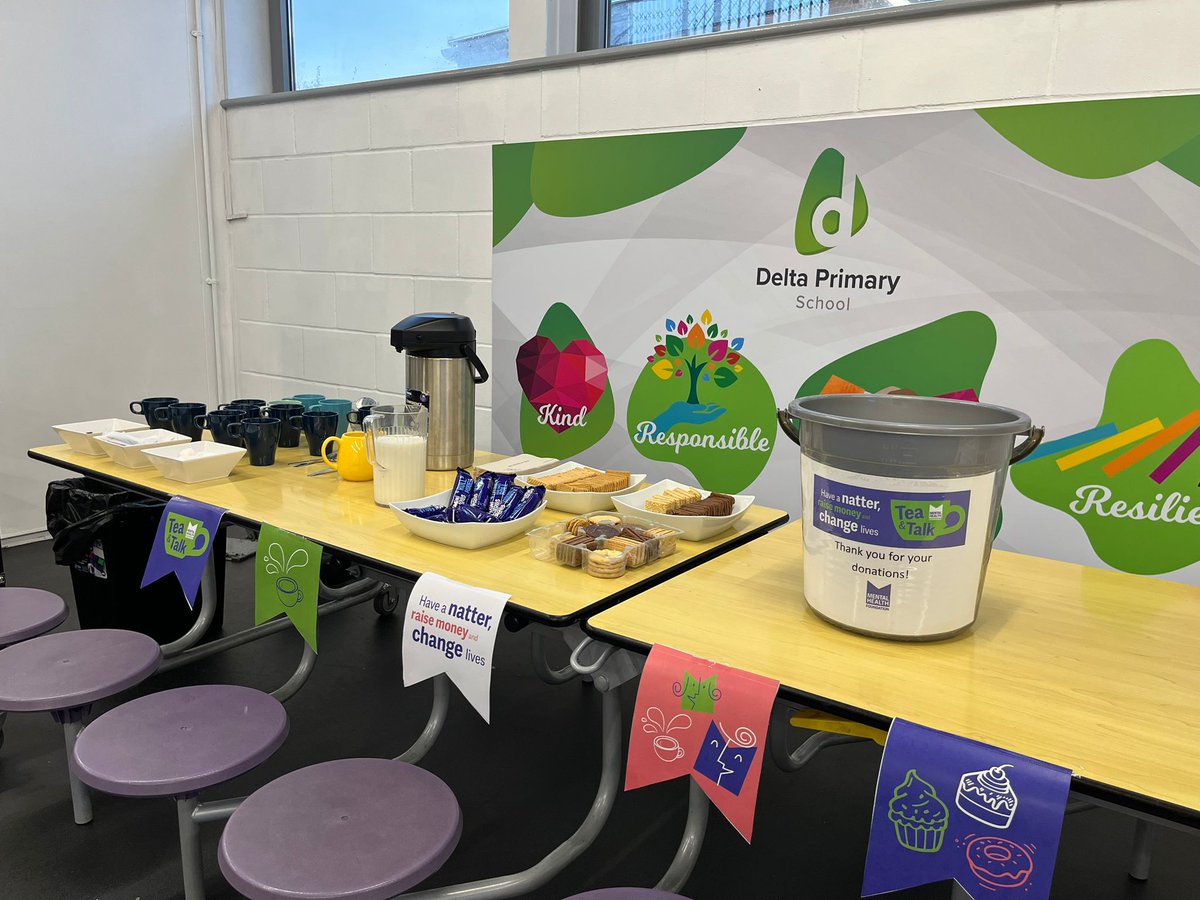 DeltaPrimary's tweet image. Happy World Mental Health Day!
Staff and parents celebrated World Mental Health Day with a special #TeaAndTalk event. There was plenty of cake and tea for all to enjoy and the conversation really did flow! Thank you to everyone who provided the delicious cakes for the event.