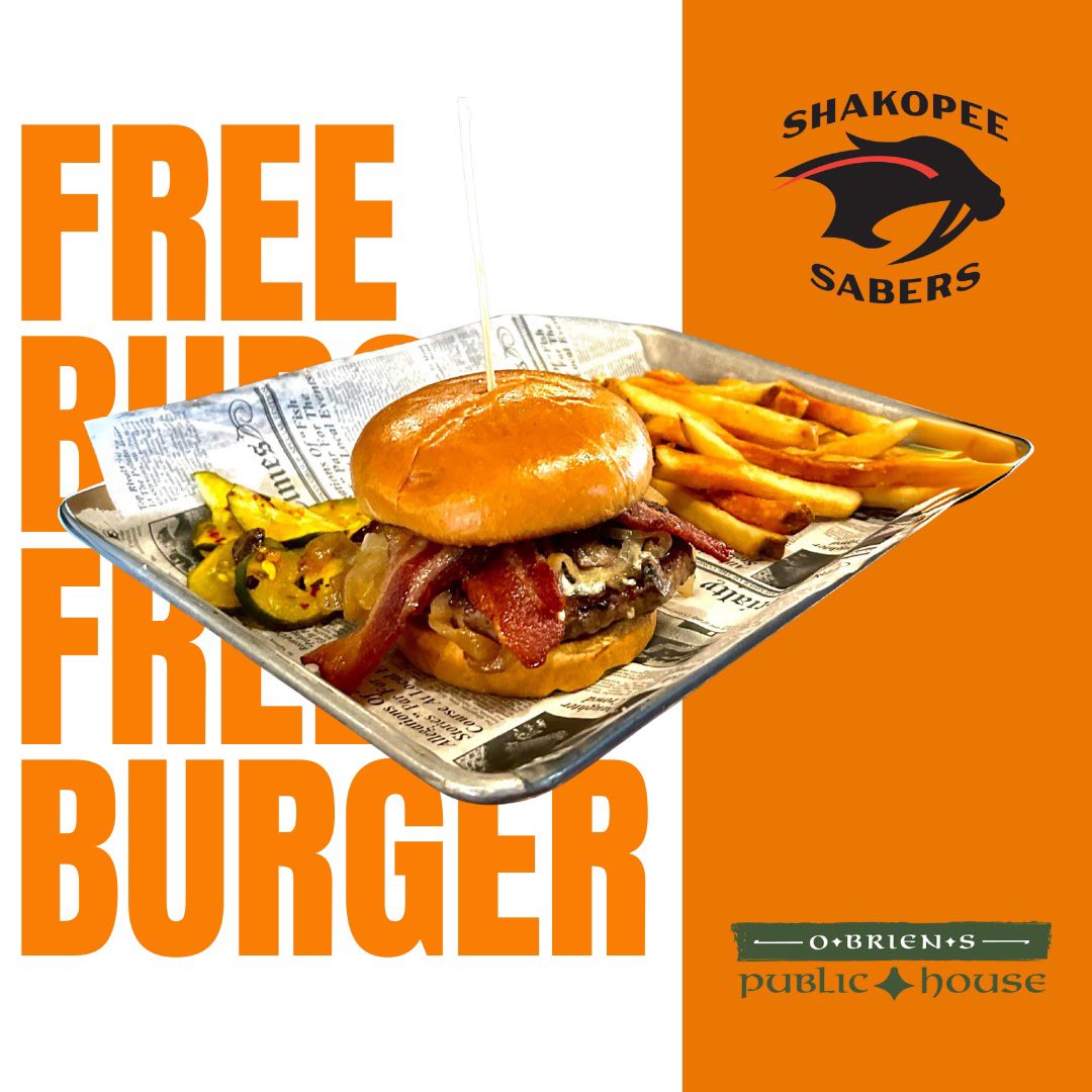 🏈 CONGRATS SHAKOPEE VARSITY FOOTBALL! 🏆🍔

After an epic win over Edina on Homecoming weekend, we want to celebrate the Shakopee Boys Varsity Football Team the right way – with FREE burgers! 🍔🔥

🎉 Shakopee Varsity Players, come in and enjoy a FREE burger! You earned it! 💪