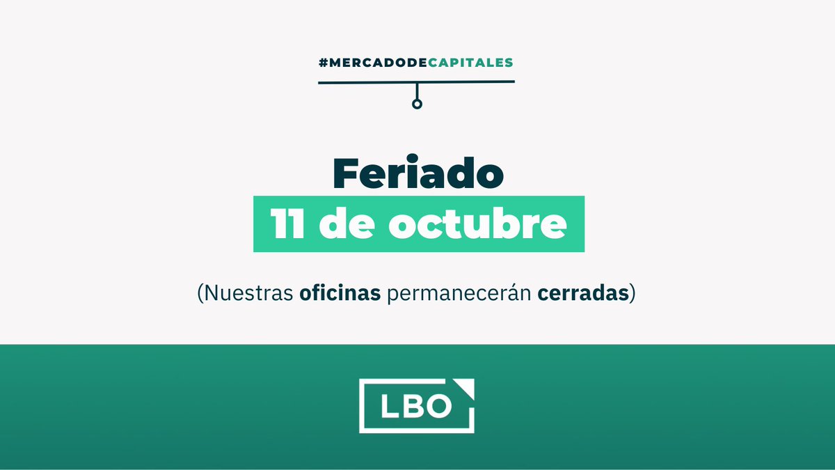 #Feriados | ¡Atención! Mañana es feriado. 
No dejes tus saldos líquidos. ¡Caucioná tus pesos!

🚀 net.lbo.com.ar