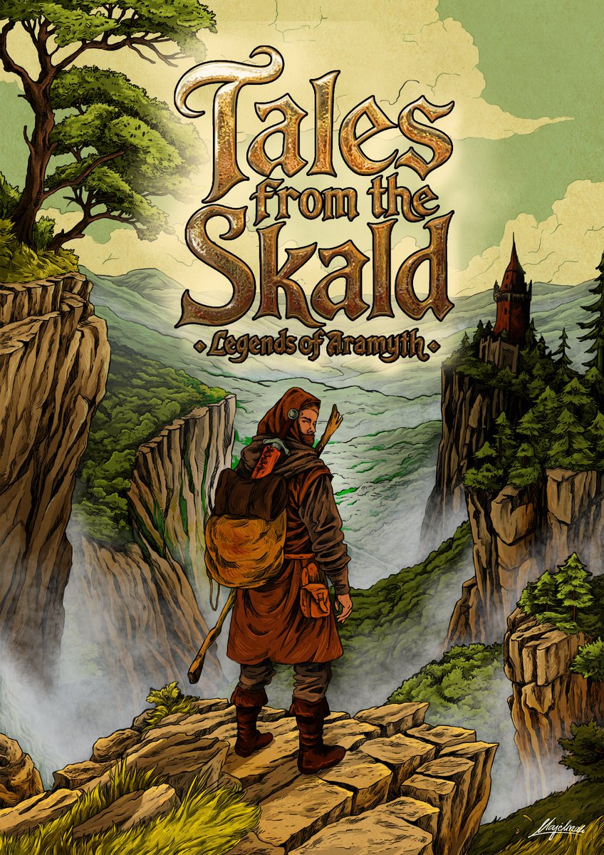 SkaldofAramyth's tweet photo. New artwork just in. The amazing Agnieszka Makchrzak just finished the artwork for the manual cover. Check out her Portfolio here: https://t.co/EQeP9hvqGb

The lettering in this image is from Bromz, as noted in an earlier post. Check out his work here: https://t.co/czq2mP21mV