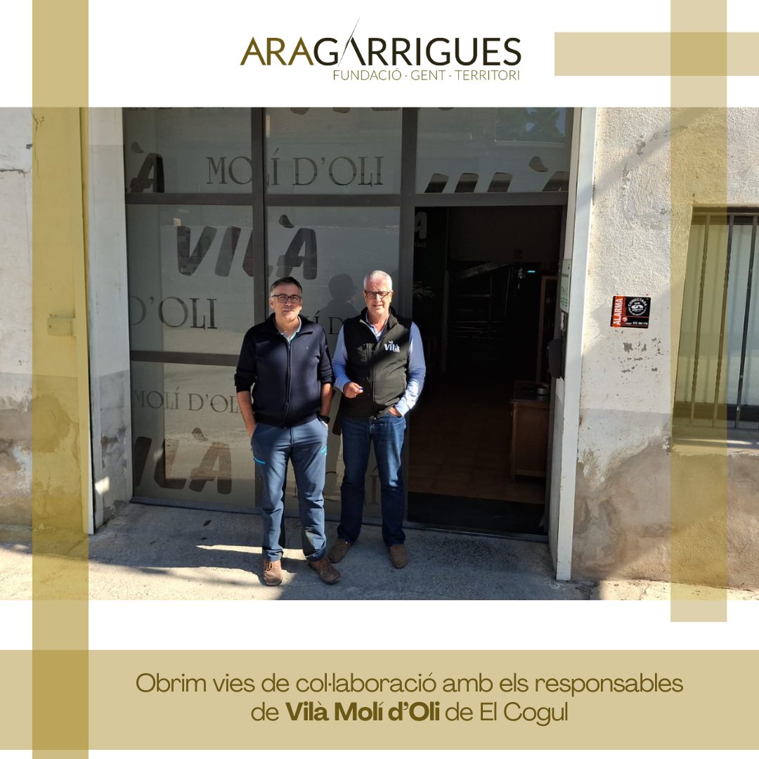 En Xavier Gispert, director de la Fundació Ara Garrigues, es reuneix amb els propietaris de Vilà Molí d'Oli a El Cogul per explorar noves col·laboracions. 💼 Sumant esforços per al desenvolupament i la sostenibilitat de les Garrigues! aragarrigues.com/blog/2024/10/1…