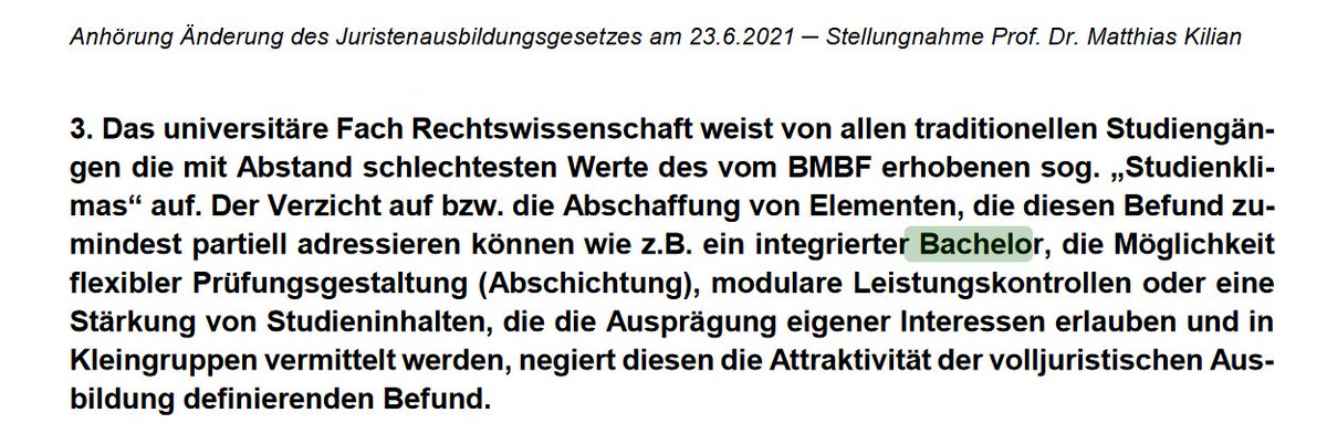 1/2 Heute hat NRW die Einführung des integrierten Bachelors im Jurastudium beschlossen.  Manchmal muss man Geduld haben, auch wenn eigentlich keine Zeit dafür ist. 
Ich hatte vor 3 1/2 Jahren als Sachverständiger im Landtag NRW die Einführung als dringlich angemahnt. Ich bin.../2