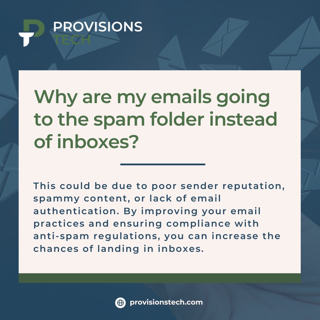 ProvisionsTech's tweet photo. Is your email ending up in the spam folder? 🚫✉️
Reach out to us today and let’s get your emails where they belong—directly in the inbox.
#EmailMarketing #SpamFilter #EmailBestPractices #ProvisionsTech #emaildeliverability https://t.co/hIeZUpNORq