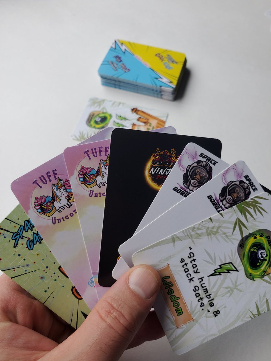 LNSparx's tweet photo. "Cool Kids" Card Game 💫 Similar to Uno or Rummy... but cooler. 😎🧊

🐼🦄🥷🦍 Teacher Tested, Kid Approved ⚡️💫🔥 Can't wait for global sales to go live! Almost there! #MakingBitcoinFun #Bitcoin #Satoshi #BTC #CardGame https://t.co/PrpxQ4y0KD