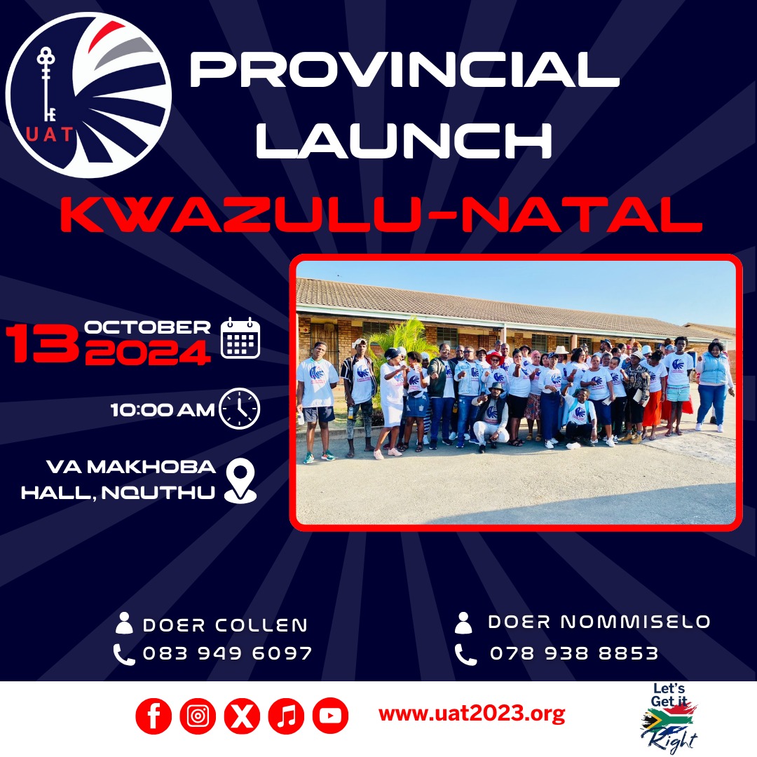UAT2023's tweet photo. UAT KZN ready to be launched. The journey continues
#khanimamboUAT
#LetGetItRight https://t.co/q6M1IM4qvy