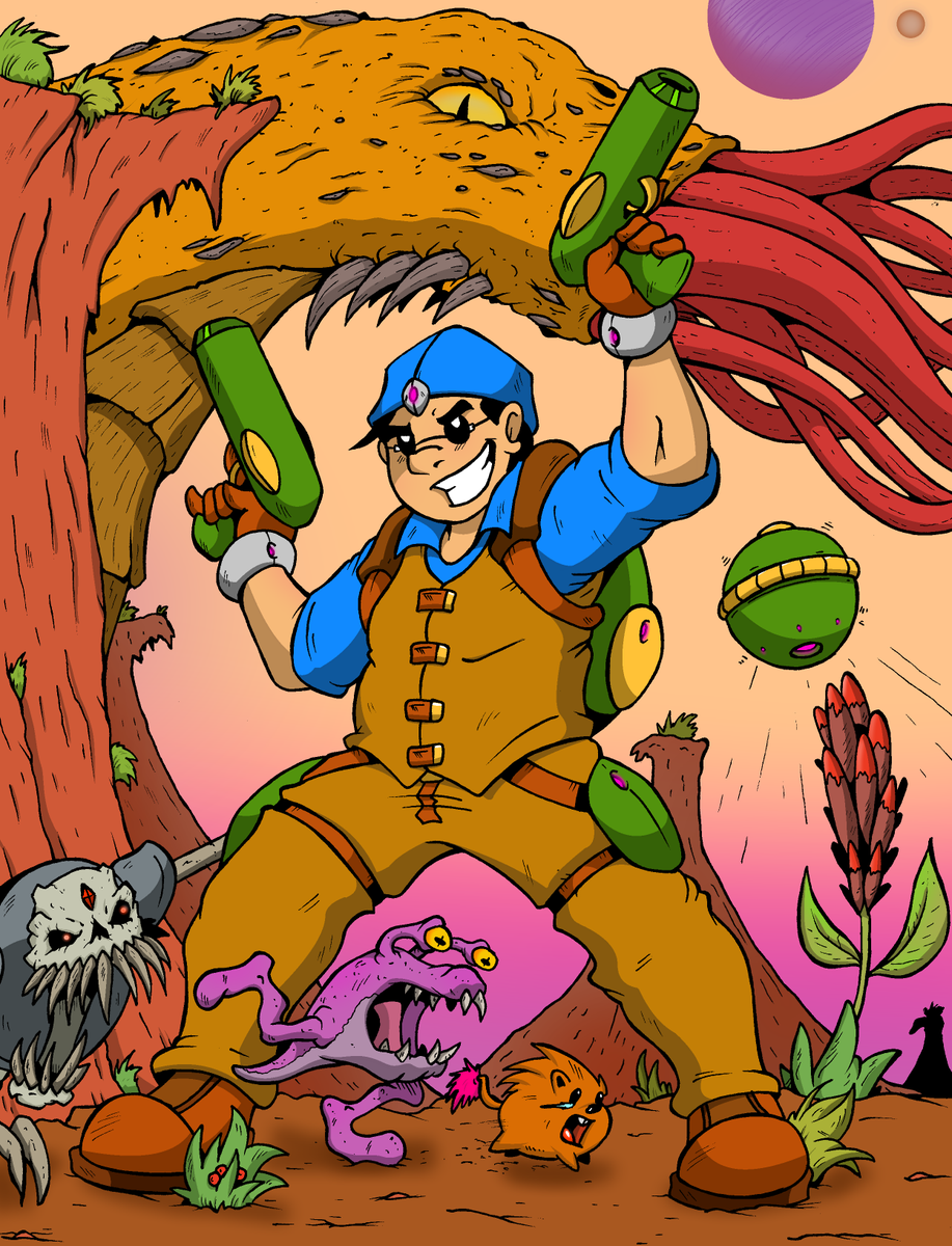 Lillywinks1's tweet photo. Not gonna lie. Almost forgot about the @Kosmic_Creation contest. Had to quickly come up with something, so decided to finish a pic of my avatar I was working on posing in (very) badlands on an alien world. #kre8contest2 #kre8 https://t.co/90RYfenuV8
