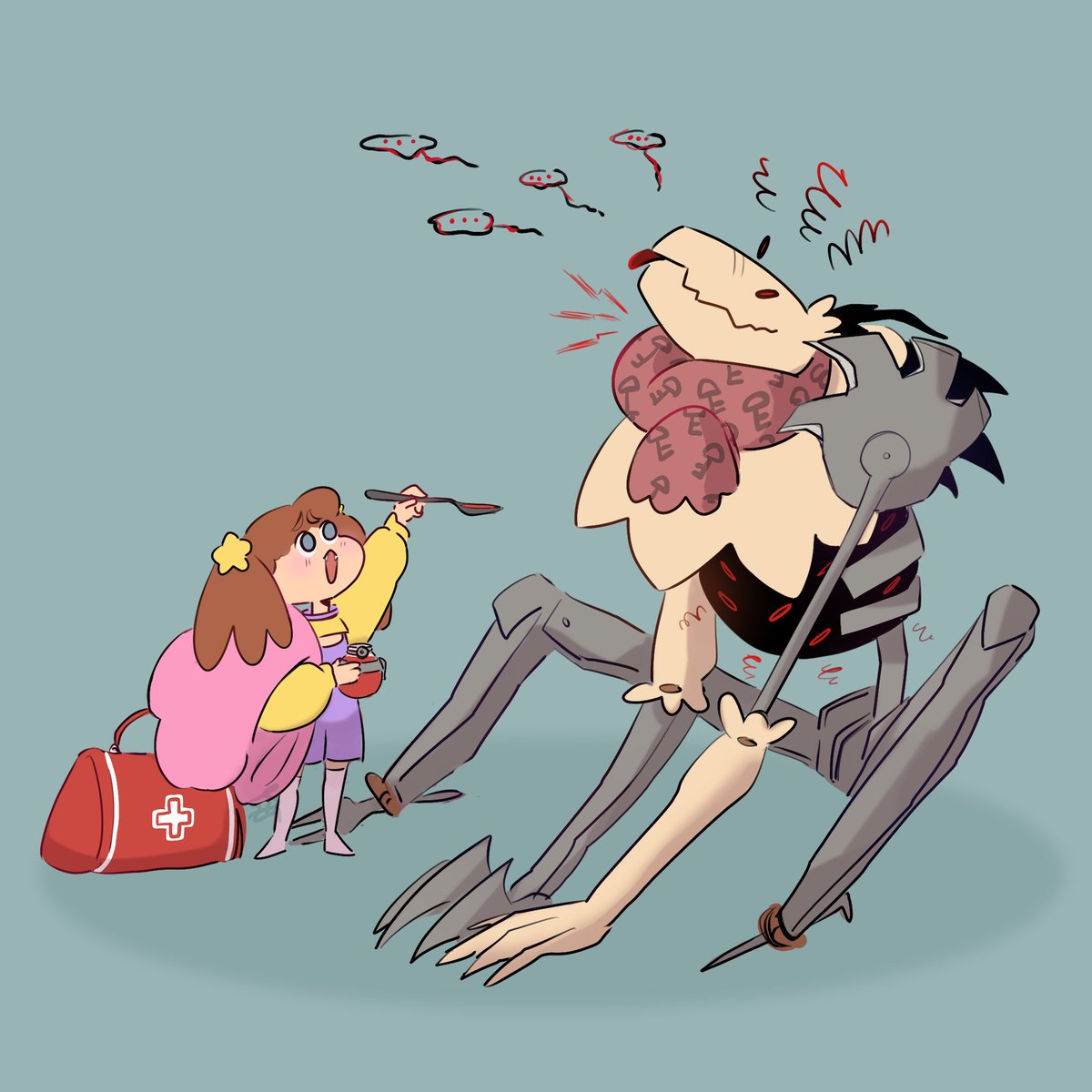 MangakaNekoChan's tweet image. It seems that even demons can get colds and lose their voice, hm? #Fiddlesticks