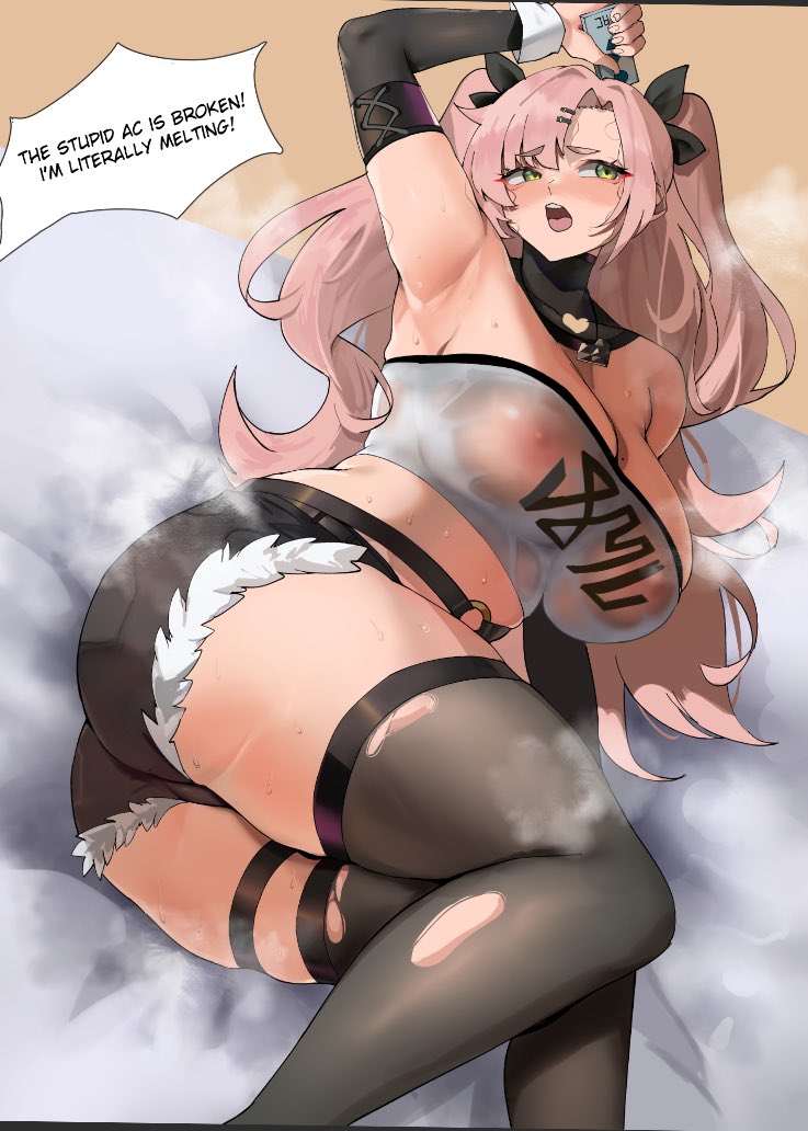 yotahen's tweet photo. Lewdtober day 10: Thigh highs #lewdtober2024 

Nicole’s hot summer day https://t.co/NDJaBgx7ja