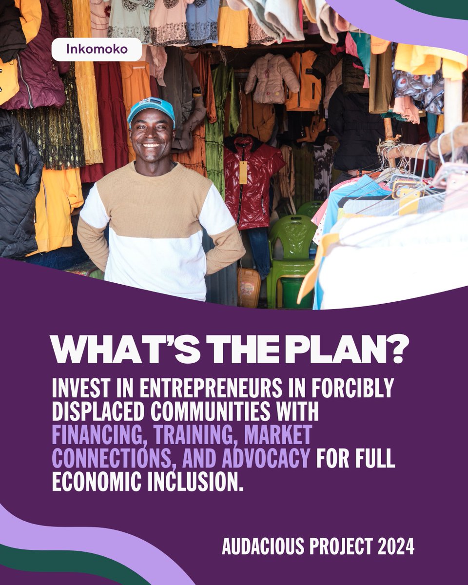 TheAudaciousPrj's tweet image. Introducing @Inkomoko  💼

Today, there are over 122 million forcibly displaced persons worldwide. 

With the Audacious Project, Inkomoko will unlock the talent and potential of refugee entrepreneurs through financial backing, business training and economic integration into the…