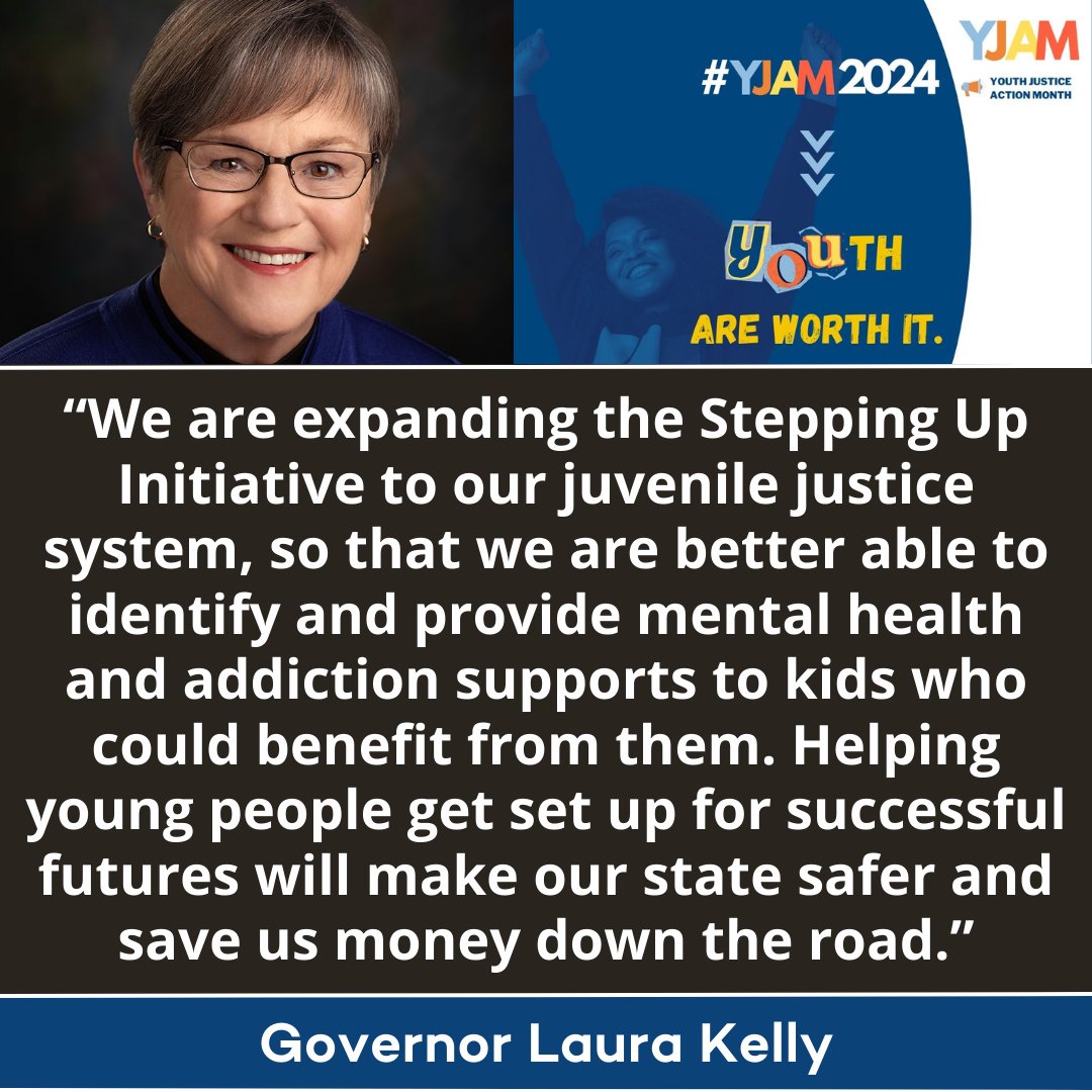 NGA (@natlgovsassoc) on Twitter photo .<a href="/GovLauraKelly/">Governor Laura Kelly</a> announced the launch of the Stepping Up initiative in Kansas's juvenile justice system to reduce the over-incarceration of Kansans with behavioral health illnesses. Learn more about state actions to support system-involved youth: nga.org/news/commentar… #YJAM2024 .<a href="/GovLauraKelly/">Governor Laura Kelly</a> announced the launch of the Stepping Up initiative in Kansas's juvenile justice system to reduce the over-incarceration of Kansans with behavioral health illnesses. Learn more about state actions to support system-involved youth: nga.org/news/commentar… #YJAM2024