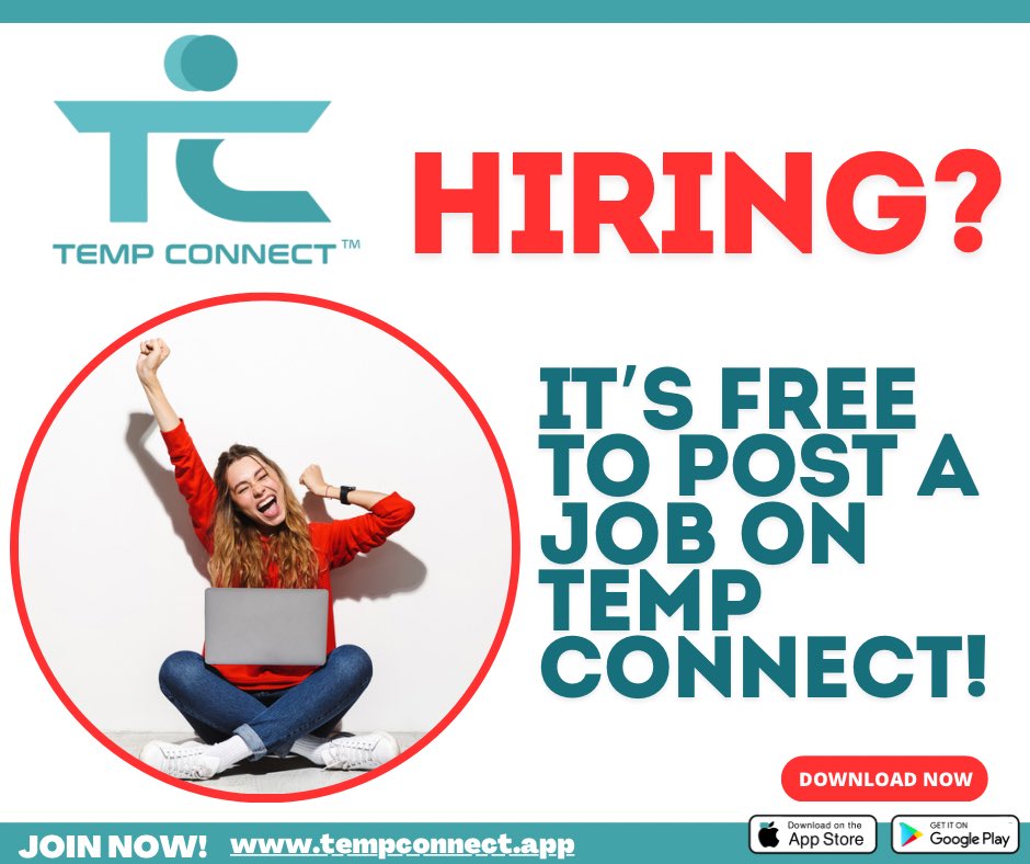 TempConnect's tweet image. HIRING? It’s FREE to post a job on Temp Connect! Find the perfect candidate quickly and easily at no cost to you. Start hiring today!

Join Now! tempcommect.app

#TempConnect #FreeJobPosting #HiringMadeEasy #FindTalent #StaffingSolutions