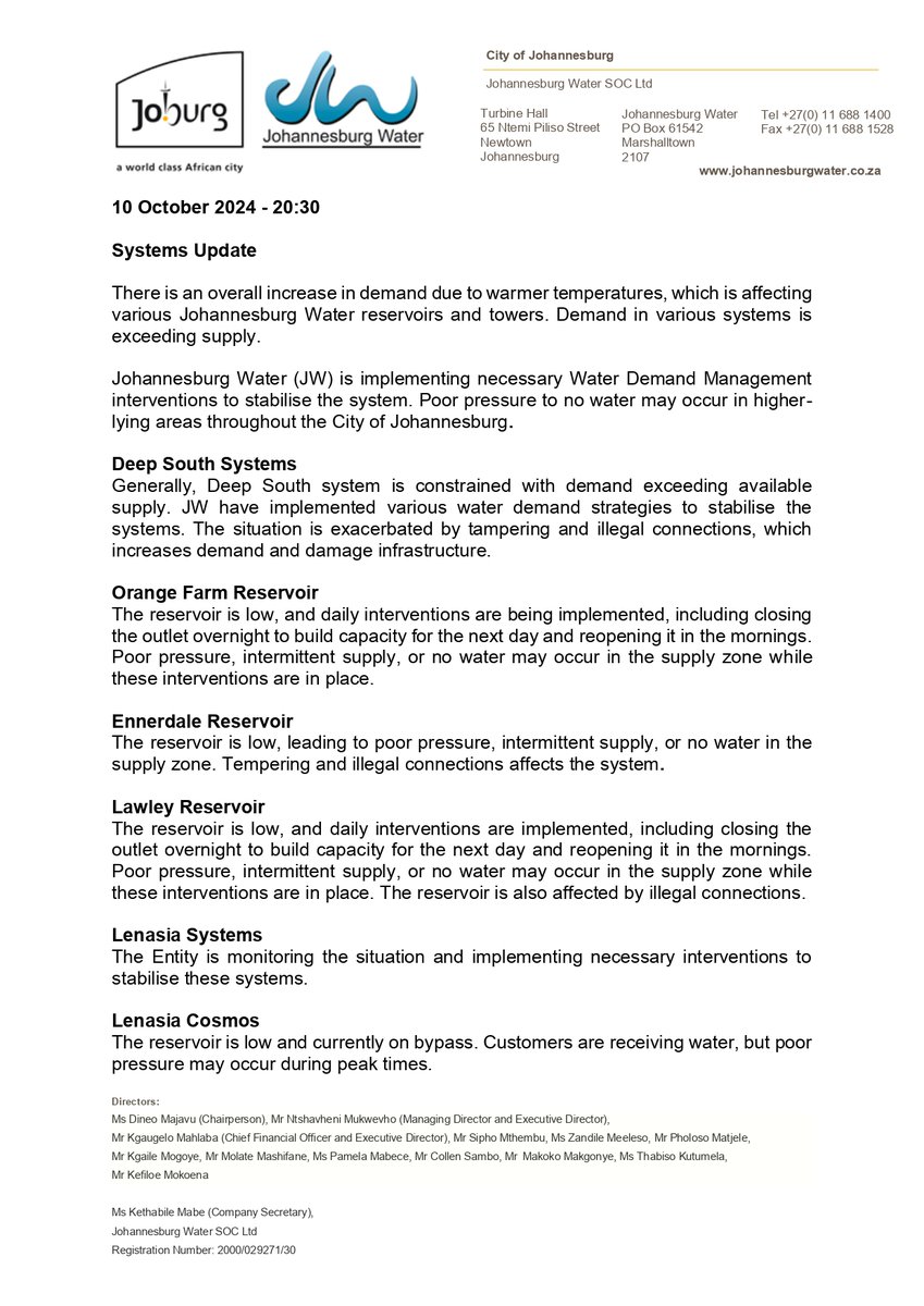 Johannesburg Water tweet media