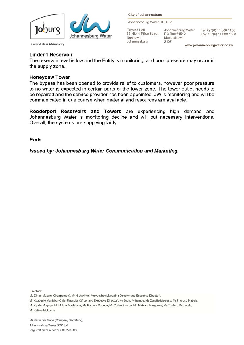 Johannesburg Water tweet media