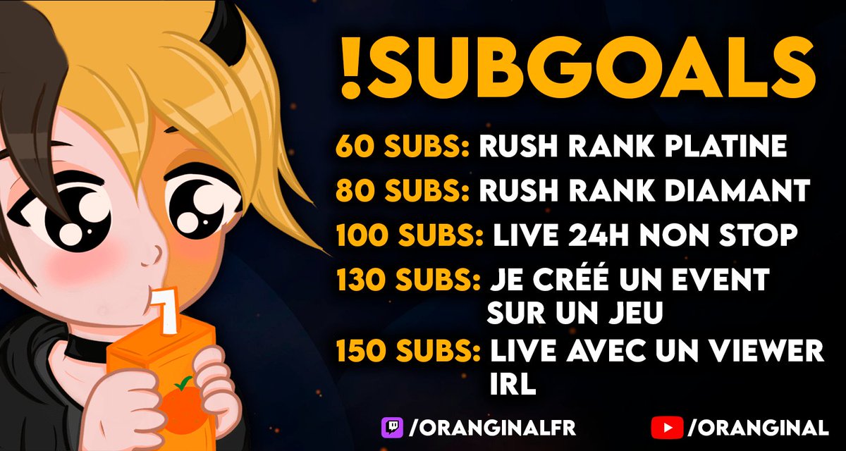 ⚠️ ANNONCE #1 : On est actuellement en LIVE sur Twitch (OranginalFR) et je vous fait des petites annonces sympathique… 

LE NOUVEAU SUBGOAL 🚀