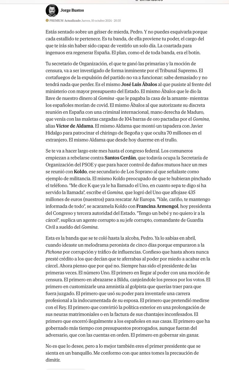 Tremenda la andanada de <a href="/JorgeBustos1/">Jorge Bustos</a>