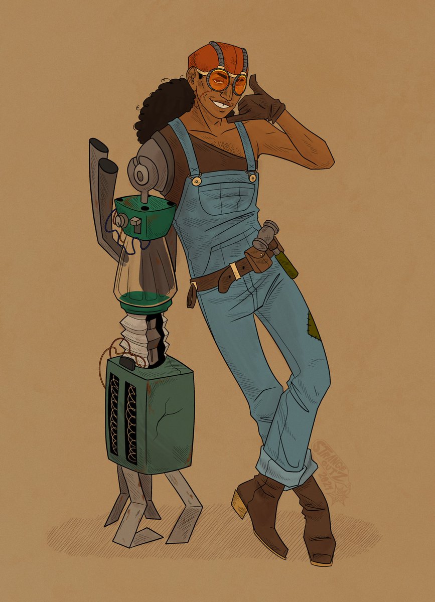 Quit flirting on the job, man.
kept thinking about <a href="/BigPuzz/">Anonymous Puzzler!</a> ‘s Davey leaning on his big fuckoff mech arm…