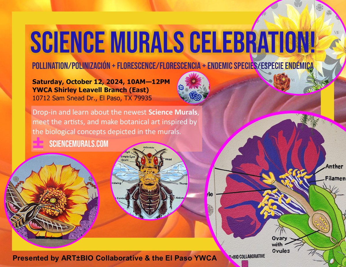 ArtBioCollaborative (@artbiocollab) on Twitter photo 🙌🏾Join us this weekend to celebrate our newest #ScienceMurals in El Paso, TX🌟—Learn about Pollination, Florescence, and Endemic Species, meet the artists + make #ScienceMural botanical art!  Visualizing+Communicating Science via #PublicArt. #ChihuahuanDesert #ArtScience #SciComm 🙌🏾Join us this weekend to celebrate our newest #ScienceMurals in El Paso, TX🌟—Learn about Pollination, Florescence, and Endemic Species, meet the artists + make #ScienceMural botanical art!  Visualizing+Communicating Science via #PublicArt. #ChihuahuanDesert #ArtScience #SciComm