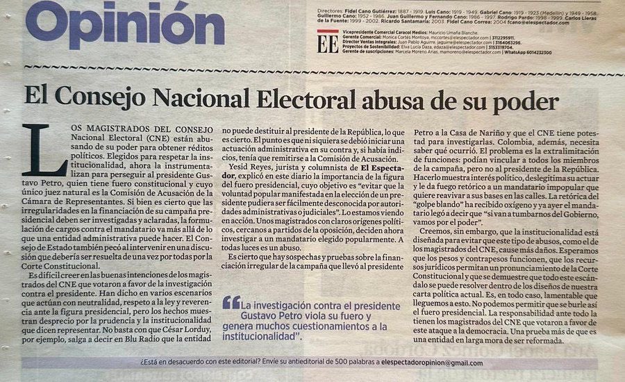 Gabriel Parrado D. (@gabrielparradod) on Twitter photo ¿El <a href="/CNE_COLOMBIA/">CNE Colombia</a> tiene competencia para abrir investigación en contra del presidente Gustavo Petro?
Es la Constitución Política de Colombia la que establece que solo la Comisión de Acusaciones de la <a href="/CamaraColombia/">Cámara de Representantes de Colombia</a> es la que tiene competencia para investigar el presidente. ¿El <a href="/CNE_COLOMBIA/">CNE Colombia</a> tiene competencia para abrir investigación en contra del presidente Gustavo Petro?
Es la Constitución Política de Colombia la que establece que solo la Comisión de Acusaciones de la <a href="/CamaraColombia/">Cámara de Representantes de Colombia</a> es la que tiene competencia para investigar el presidente.