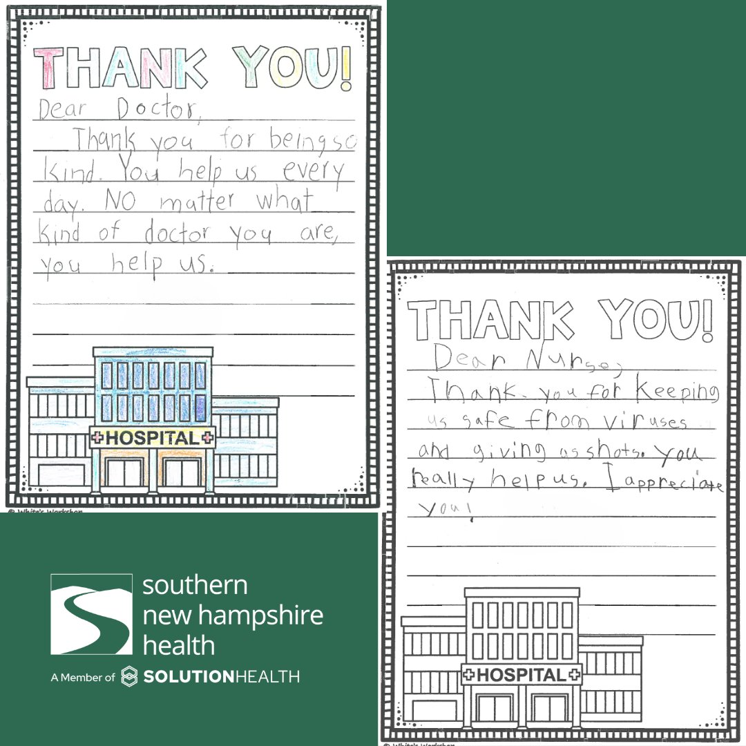 SNHHealth's tweet image. We recently received some very special letters of gratitude from local second graders. These made our day! We are proud to serve our community and help keep you safe and healthy.