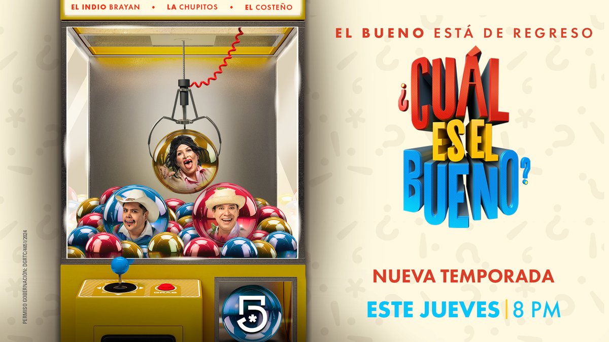 Vente a #El5 y échate un brinco HOY en punto de las 8:00 p. m. MEX, pues en ¿#CuálEsElBueno? tendremos las risas y el humor de tres ENORMES cómicos: <a href="/_lachupitos/">La Chupitos</a>, <a href="/elindiobrayan/">El Indio Brayan, Hugo Alcántara</a> y #ElCosteño 🤩👏
