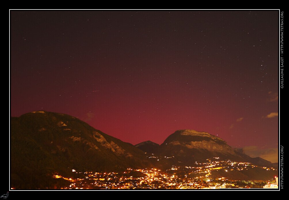 Première aurore de la soirée, peu visible, sur la Chartreuse