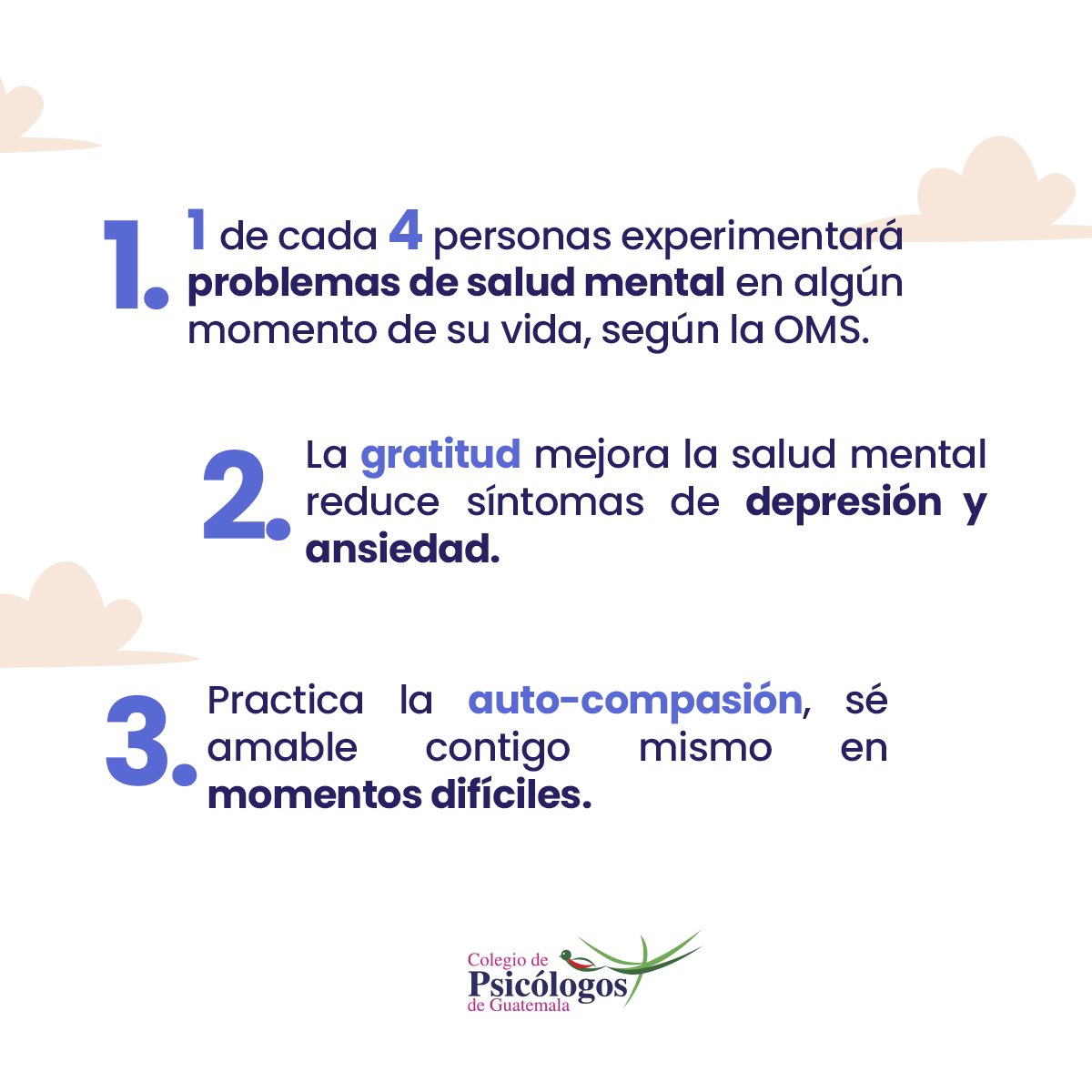 ColPsicologosGT's tweet photo. 10 datos sobre la salud mental 🤓 https://t.co/cuP6wBkGTN