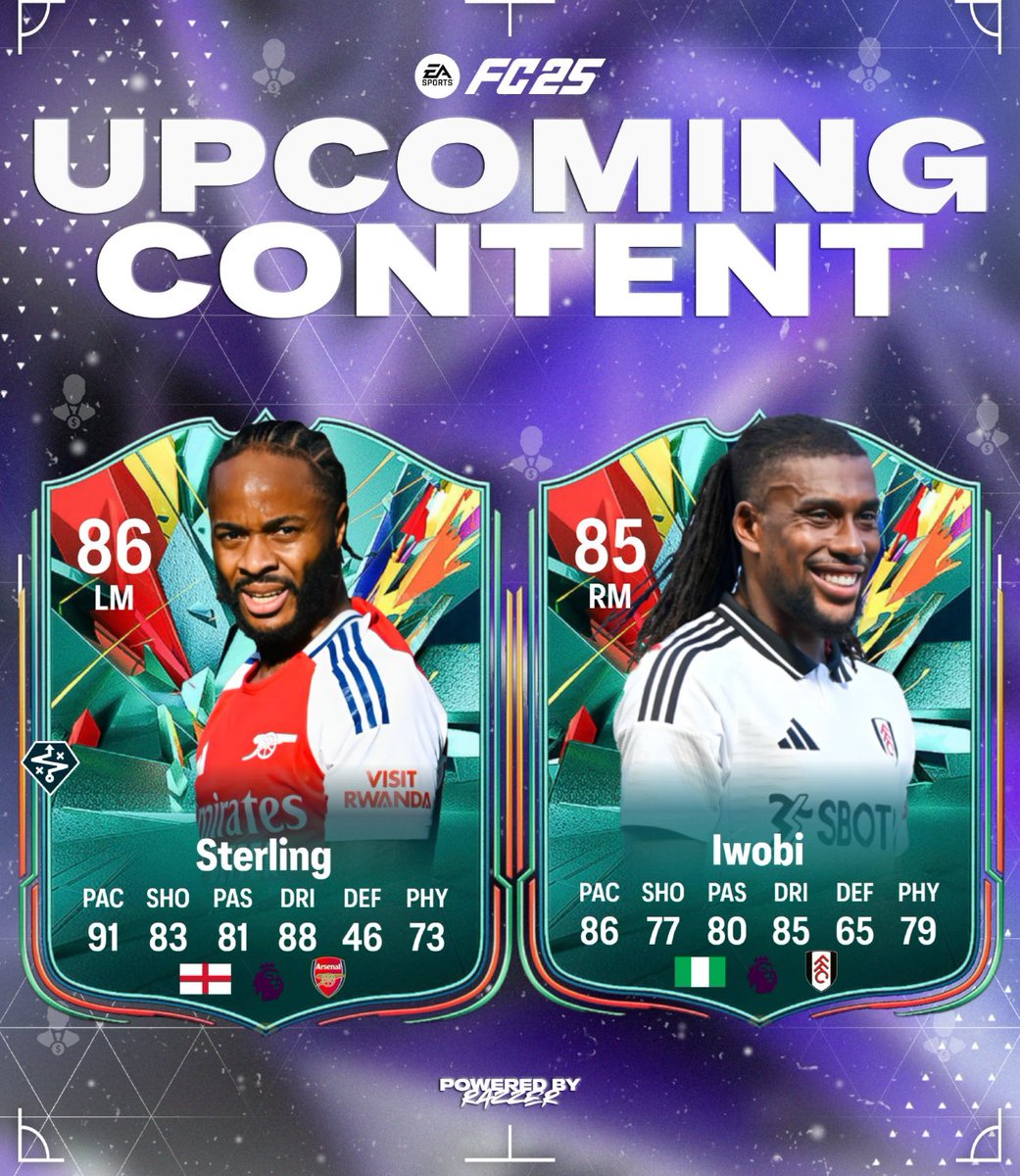 💢 Upcoming Content 💢

• Iwobi 🇳🇬 SBC
• Sterling 🏴󠁧󠁢󠁥󠁮󠁧󠁿 SBC

BANGERS 💥 
#eafc