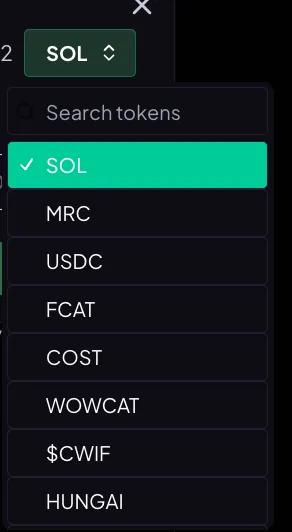 BRAWL3RS's tweet photo. Press the dropdown on the right to see your token holdings - and select the memecoin you want to swap for credits 🔁 https://t.co/0EzZUl2HTD