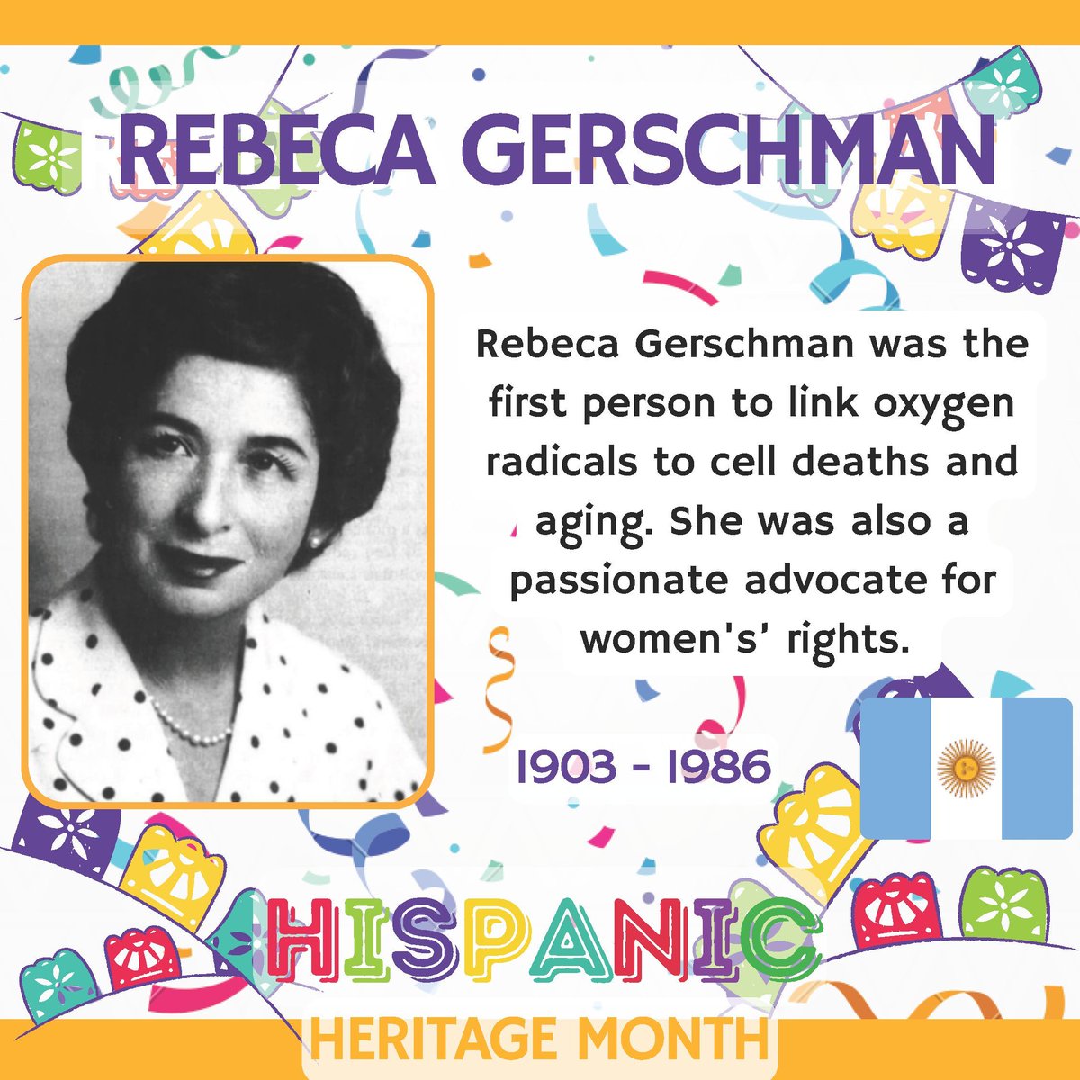 In Chemistry as part of our Hispanic Heritage Month observance, we take a moment to honor the accomplishments of Hispanic STEM professionals. Today, we shine a light on Rebeca Gerschman. Follow along to expand your knowledge! #HispanicHeritageMonth #InspiringMinds
@bburghsbruins