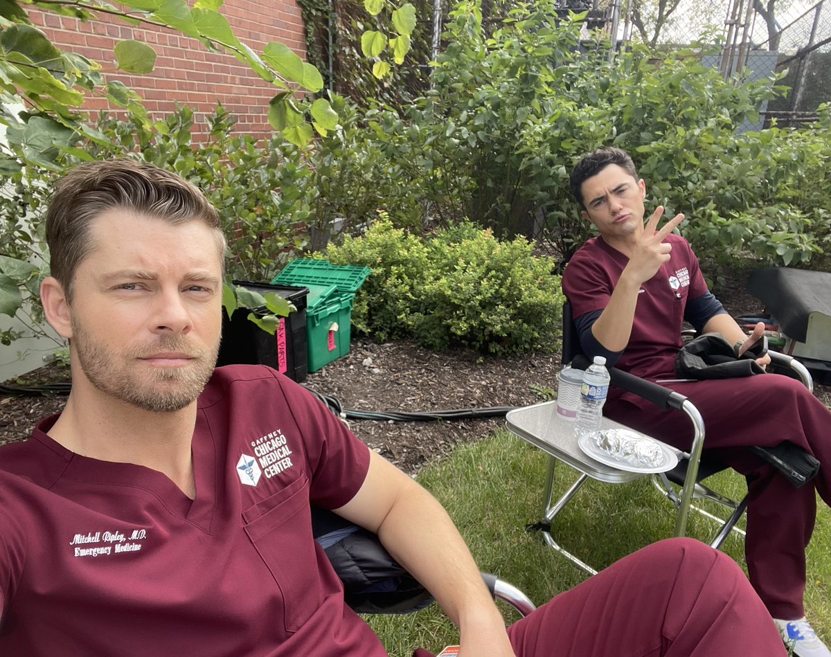 NBCOneChicago's tweet photo. gaffney heartthrobs 🥵 catch up and stream nbc's chicago med on peacock. 

📸: @LukeMitchell__ https://t.co/bk18raG5hB