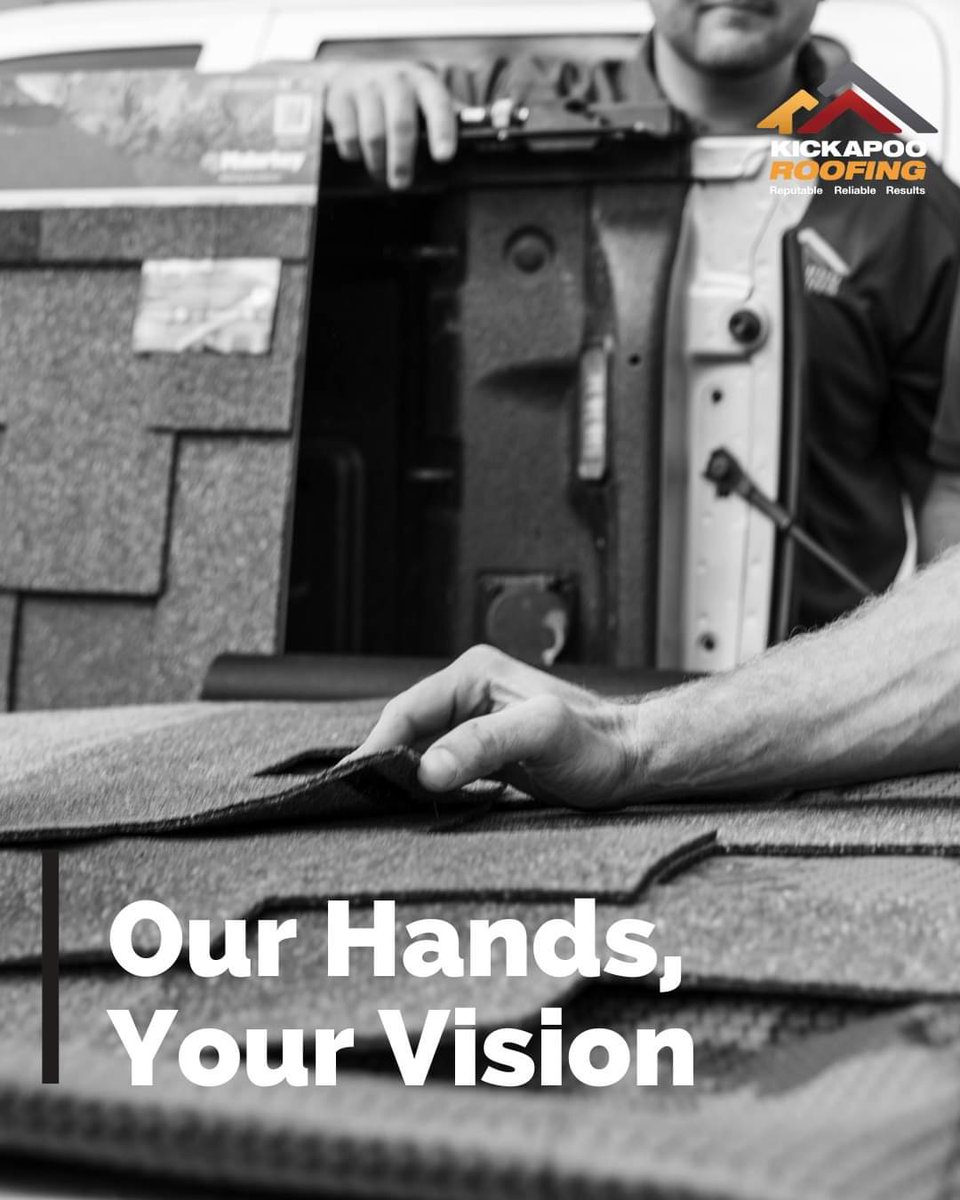 KickapooRoofing's tweet image. 🔨🏠 Our hands bring your vision to life. Trust us, at Kickapoo Roofing, to make your roofing dreams a reality. 

Call us at (608) 352-8688 or visit kickapooroofing.com 

#OurHandsYourVision #RoofingExcellence #KickapooRoofing