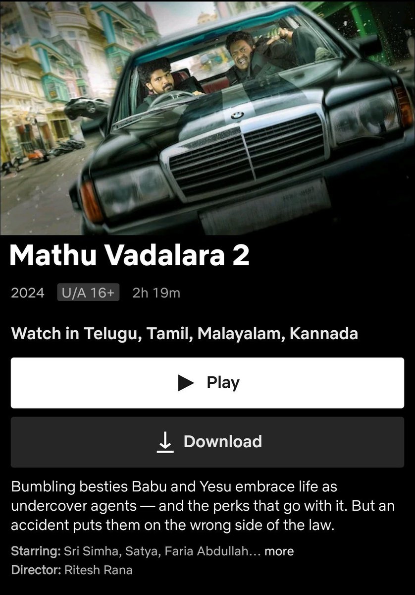 filmy_feed_'s tweet image. #MathuVadalara2 is Now streaming now on Netflix 

#KannadaDubbed