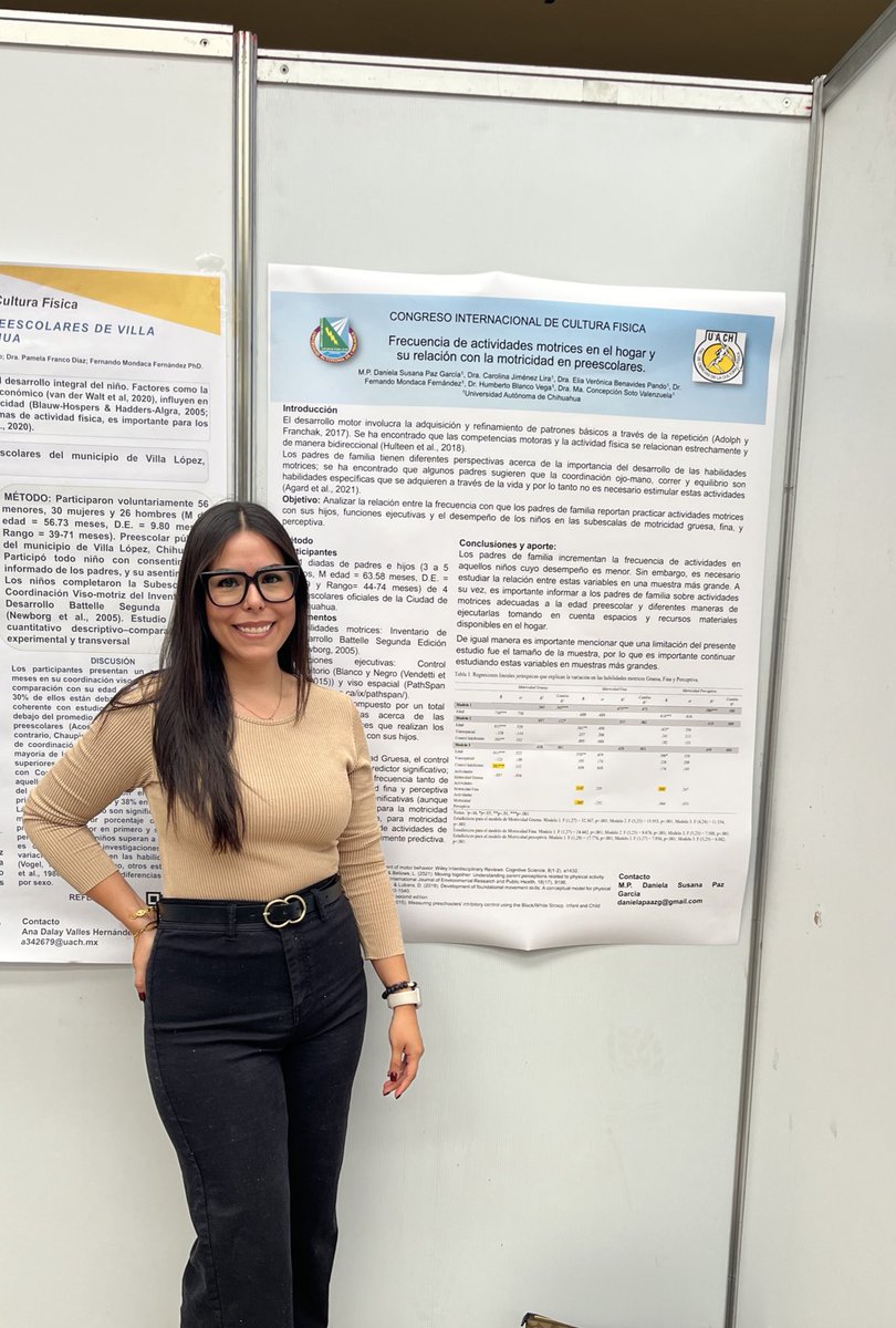 Presentación de cartel en congreso internacional de la Facultad de Ciencias de la Cultura Física…feliz y emocionada por los resultados, las habilidades motrices en niños preescolares mexicanos necesitan ser más “explotadas” en el hogar.