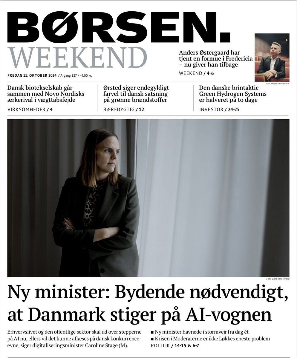 Lars Sandahl Sørensen (@larssandahls) on Twitter photo "Der er mange, der er bange for AI. Jeg er mere bange for, at vi ikke realiserer de muligheder, der er", siger <a href="/CarolineStage/">Caroline Stage</a> i Børsen. Jeg kunne ikke have sagt det bedre selv. Potentialet er enormt både for den offentlige sektor, #dkbiz, Danmark og Europa, hvis vi handler i tide "Der er mange, der er bange for AI. Jeg er mere bange for, at vi ikke realiserer de muligheder, der er", siger <a href="/CarolineStage/">Caroline Stage</a> i Børsen. Jeg kunne ikke have sagt det bedre selv. Potentialet er enormt både for den offentlige sektor, #dkbiz, Danmark og Europa, hvis vi handler i tide
