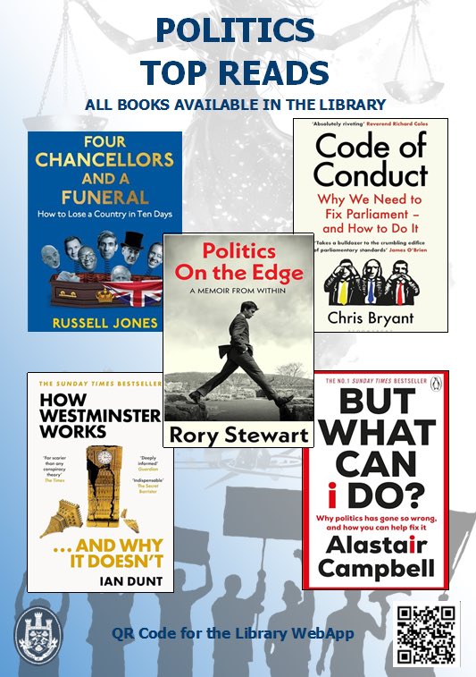 THSbookworm's tweet image. #topreads for politics students @THSsixthform 
What a fantastic choice to really understand the politics of today. 
Come to the Library and find out more.
#widerreading