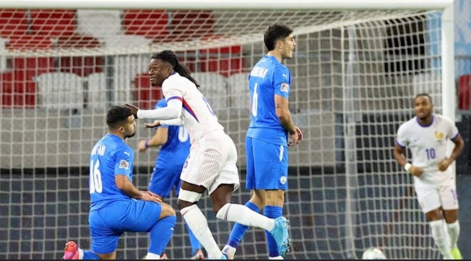 HShirsat25's tweet photo. Isr vs Fra 

EDURADO Camavinga scores for France 🇫🇷 just 6 minutes into the game 

#NationsLeague #FranceIsrael #Israel https://t.co/lfKb0qdD2S