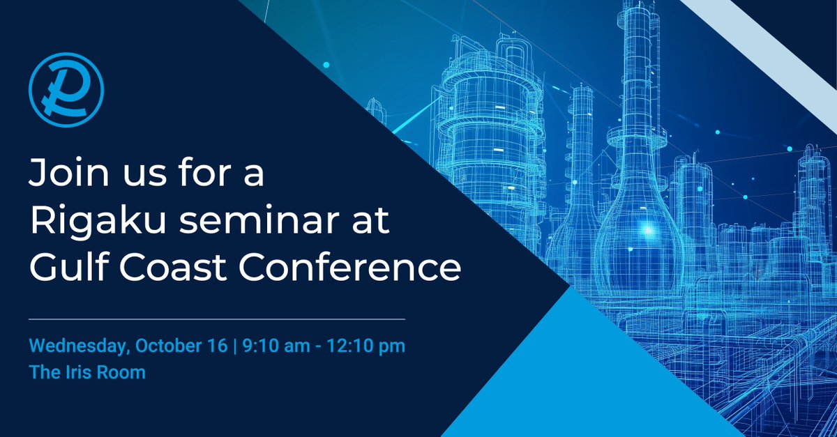 rigaku's tweet photo. We’re excited to announce our participation in the Gulf Coast Conference. Join our seminar on XRF, XRD, and X-ray imaging for applications like crude oil monitoring, refining optimization, and product quality.

Date: October 16, 9:10 AM–12:10 PM, Iris Room.

#GCC2024 https://t.co/MmYBfm3JLr